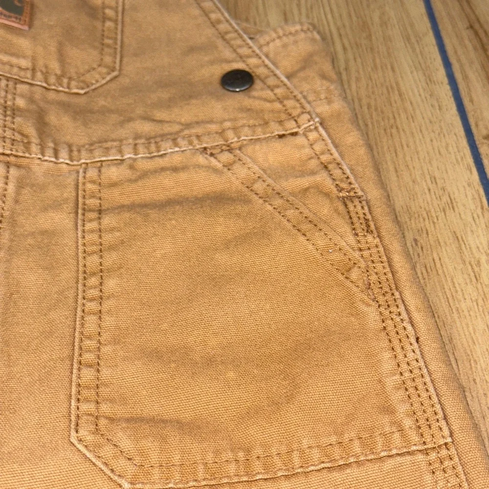 Carhartt Toddler Tan Canvas Bib Overalls‎ 24 Months Snap Leg 100 Cotton